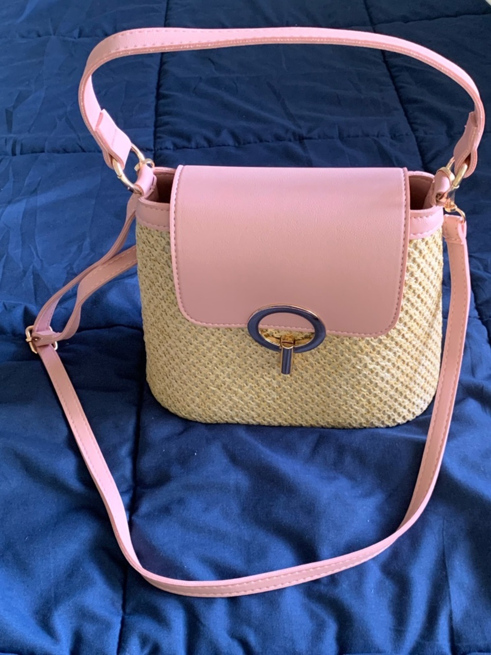 Sarah & Stone Pink rattan Crossbody Bag